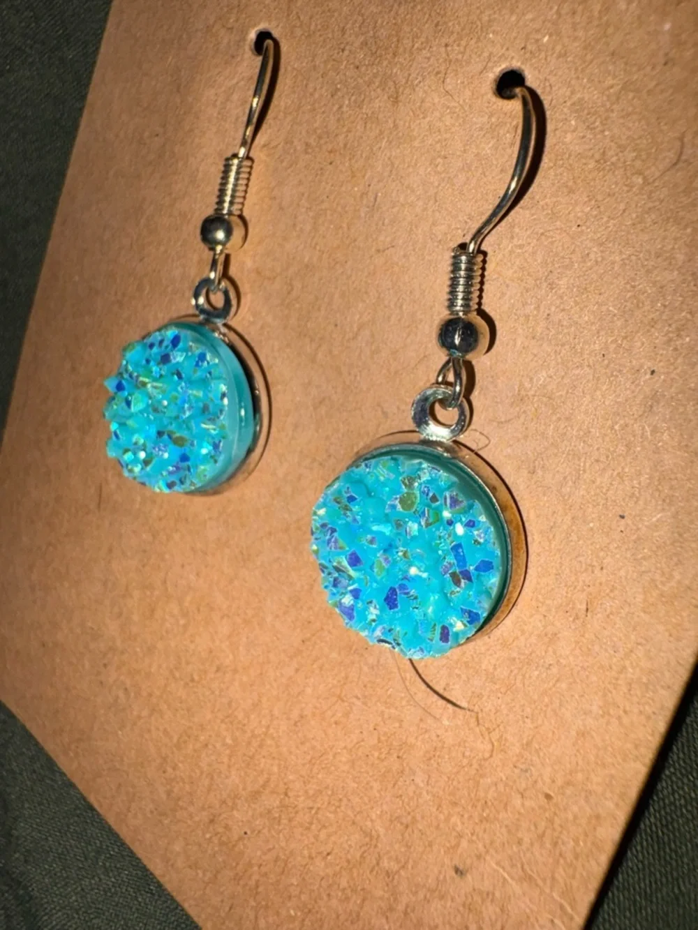 Turquoise Blue Druzy Drop Earrings - Women Jewelry